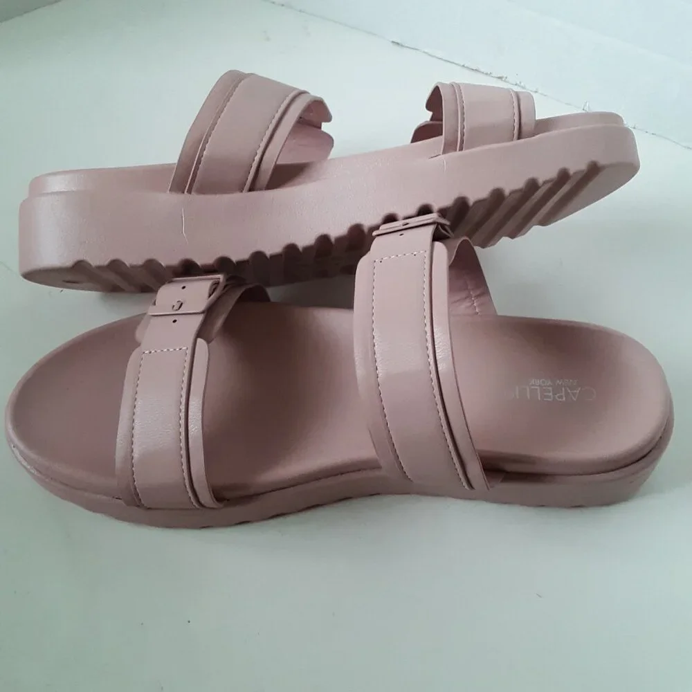Platform Sandal size 11M Women's Pale Pink Color Faux Leather